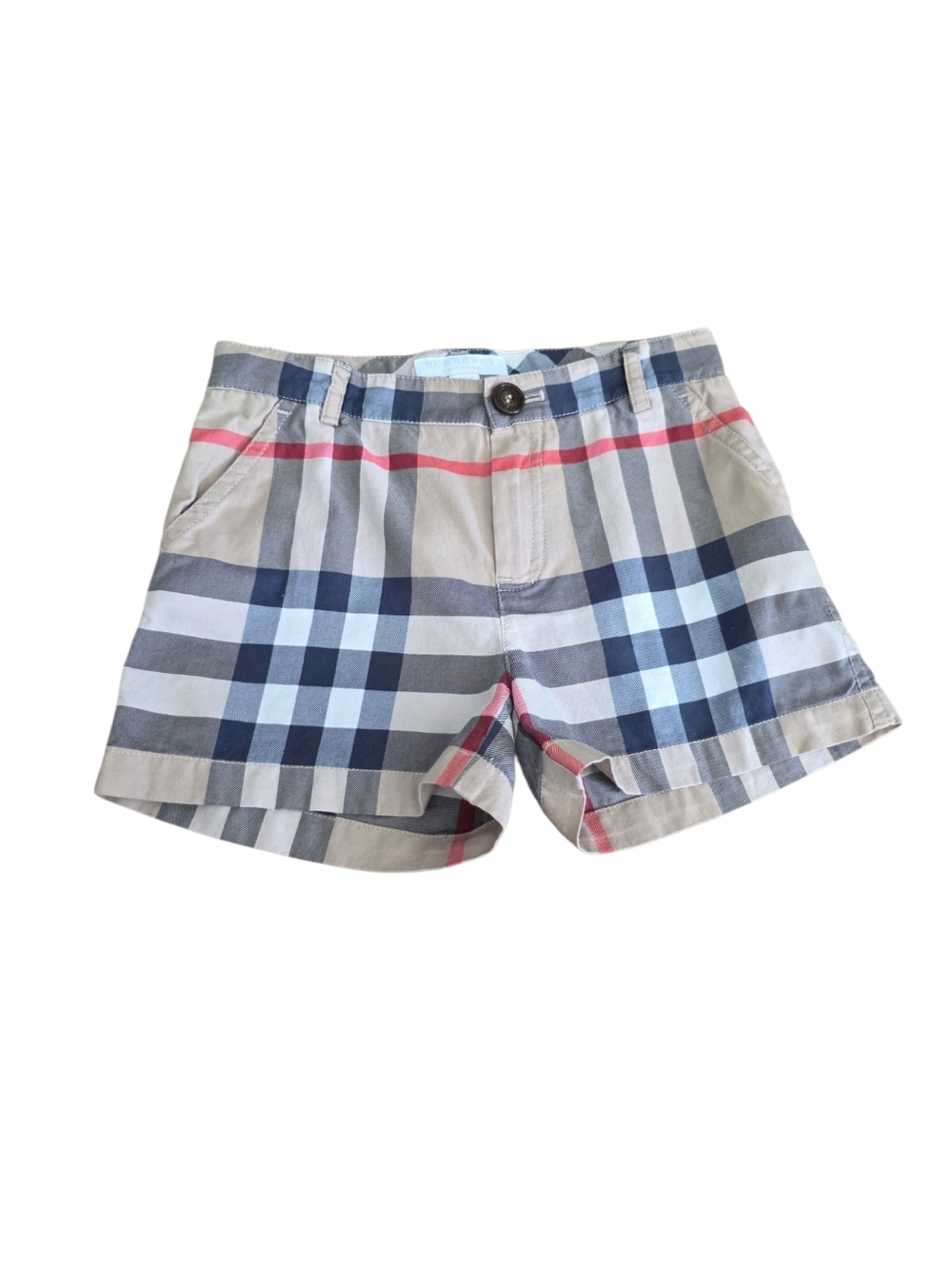 Burberry Kids Novacheck Print Beige and Black Plaid Shorts Sz 6Y - Picture 2 of 14